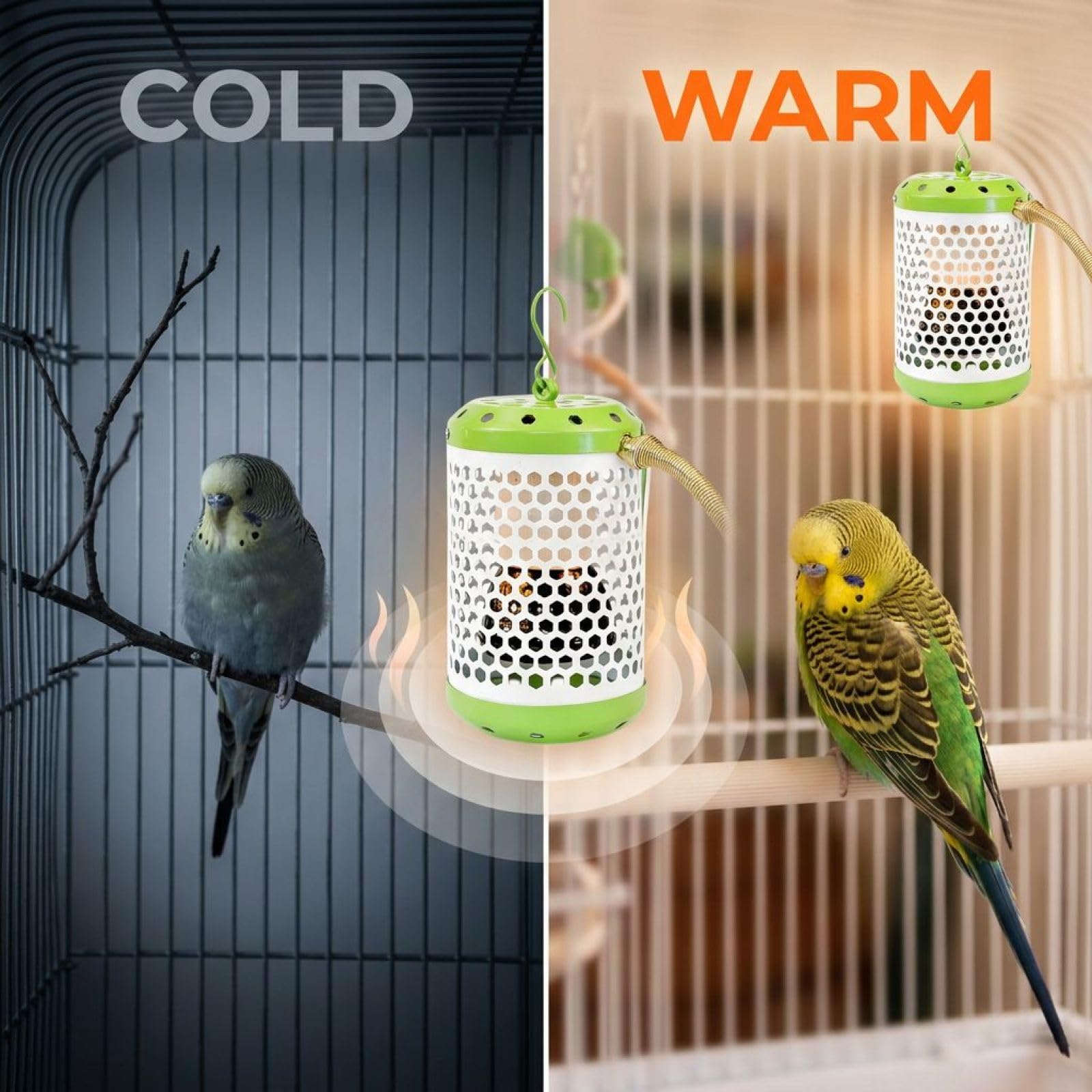 2 lampade riscaldanti con copertura di protezione dal calore, in ferro e ceramica, per pappagalli, 50 W e 100 W, 16 x 12 x 12 cm, per piccoli uccelli, allevamento, pollaio, rettili