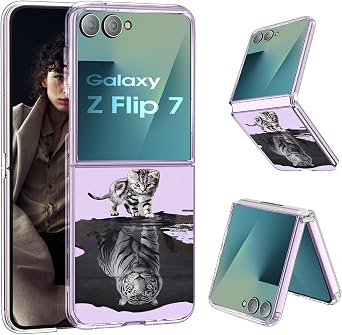Compatible with Samsung Galaxy Z Flip 7 Case Clear Slim Protective Cases Cat TPU Z Flip 7 Back Cover Full Body Protector Animal Thin Phone Case for Samsung Galaxy Z Flip 7 5G Tiger