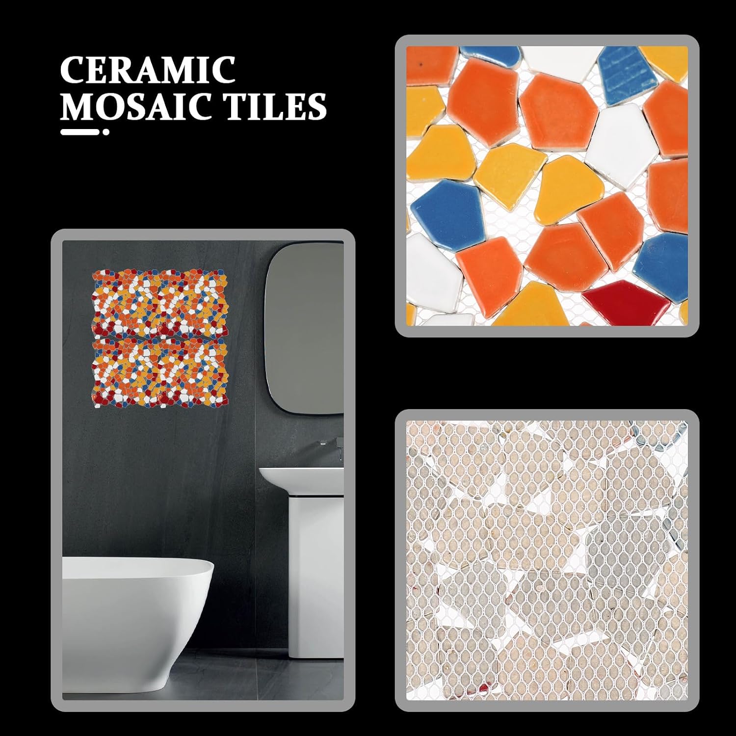Ceramic Mosaic Tiles for DIY Crafts Irregular with Polished Surface for Home Decor Garden Paths Bathroom Floors Creative Art Projects