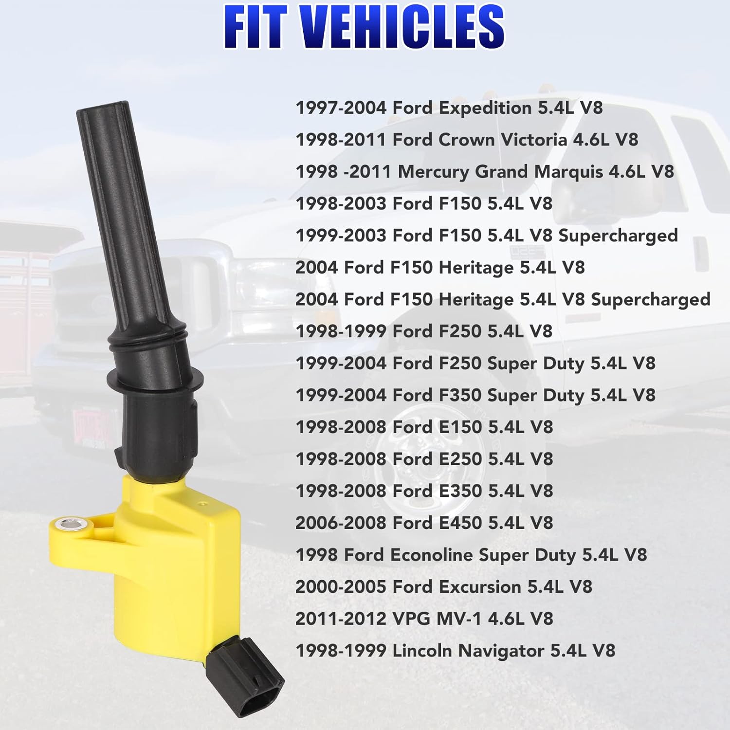 Set of 8 DG508 Ignition Coils and SP479 Spark Plugs For 5.4 V8 1998 1999 2000 2001 2002 2003 2004 Ford Expedition F150 F250 F350 Mercury Grand Marquis FD503