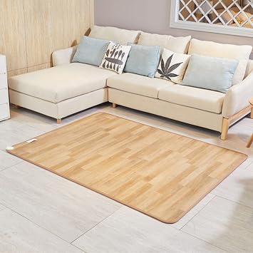 Heated Floor Carpet,Electric Heated Area Rug,W78.7 Large Graphene Electric Heating Rug, Floor Mats with Adjustable Temperatur/Timer,Under Desk Radiant Heater Pad for YogaB,200X200CM
