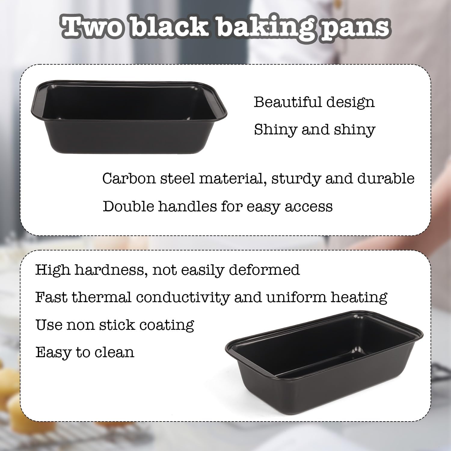 Loaf Pan, 2 Pack Baking Pan Mini Loaf Pans Bread Pans For Homemade Bread, Bread Loaf Pan Bread Baking Pan For Home Baking Bread Cake (Medium) - Image 7