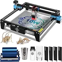 Twotrees TTS-10 PRO Gravador a Laser, com Rolo Giratório a Laser, Máquina de Gravação a Laser de Alta Precisão de 10 W, Cortador a Laser, Velocidade de 500 mm/s, para Madeira, Metal, Vidro, Couro