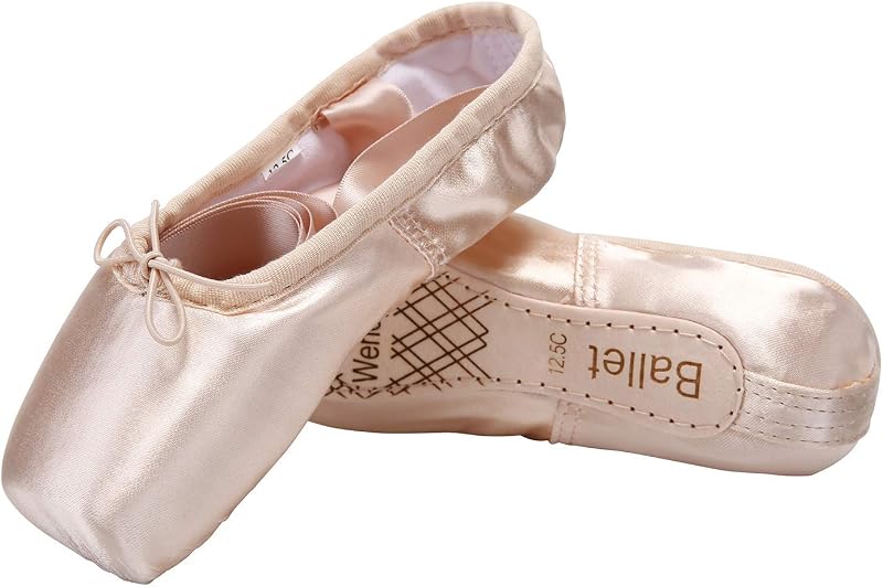 WENDYWU Girls Womens Dance Shoe Ballet Pointe Slippers Ballet Flats Shoes with Ribbons Toe Pads Black Pink Red (11-2, numeric_11)