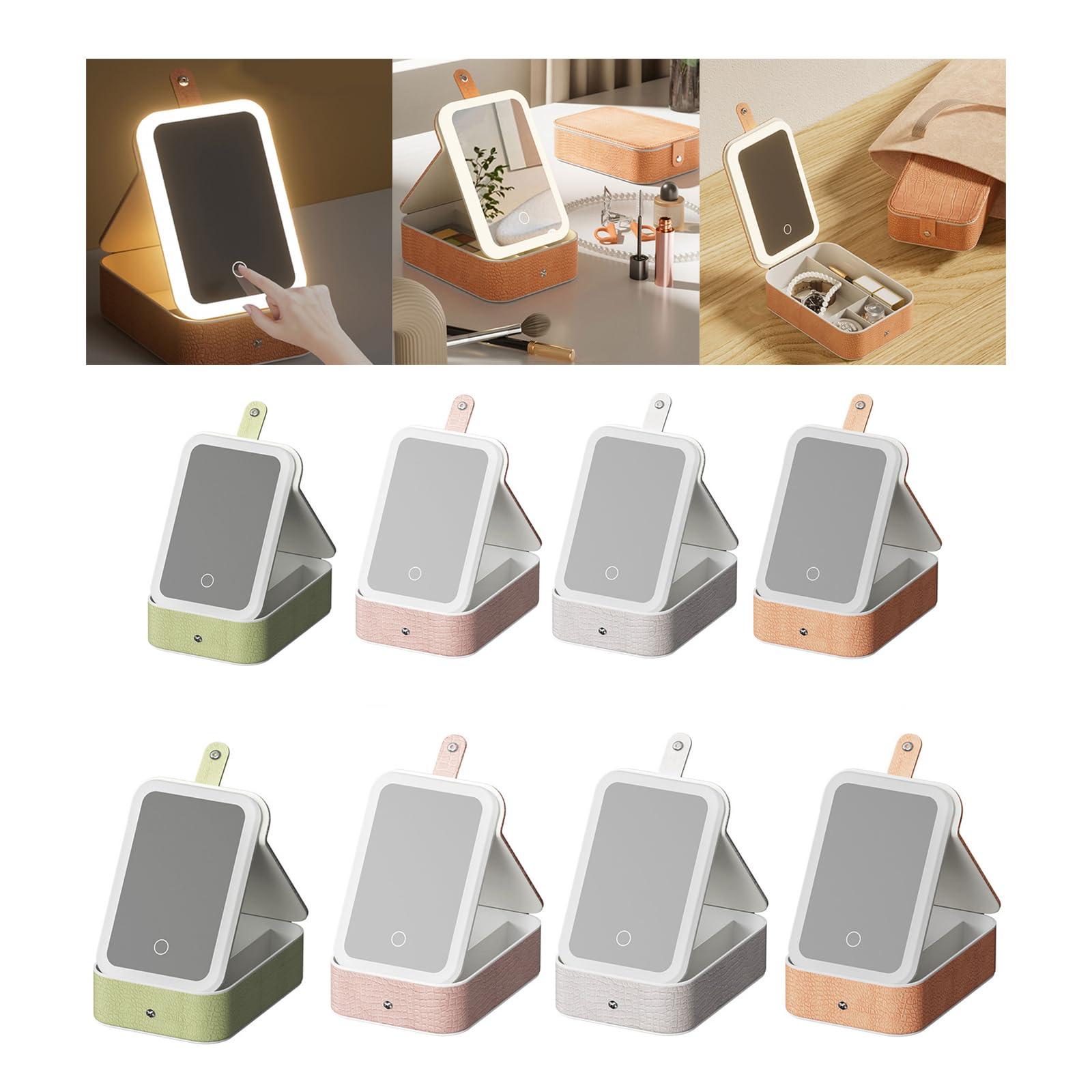 Organisateurs de bijoux à compartiment polyvalent avec maquillage LED intégré Étui de rangement de voyage à la mode pour un usage quotidien Organisateurs de bijoux