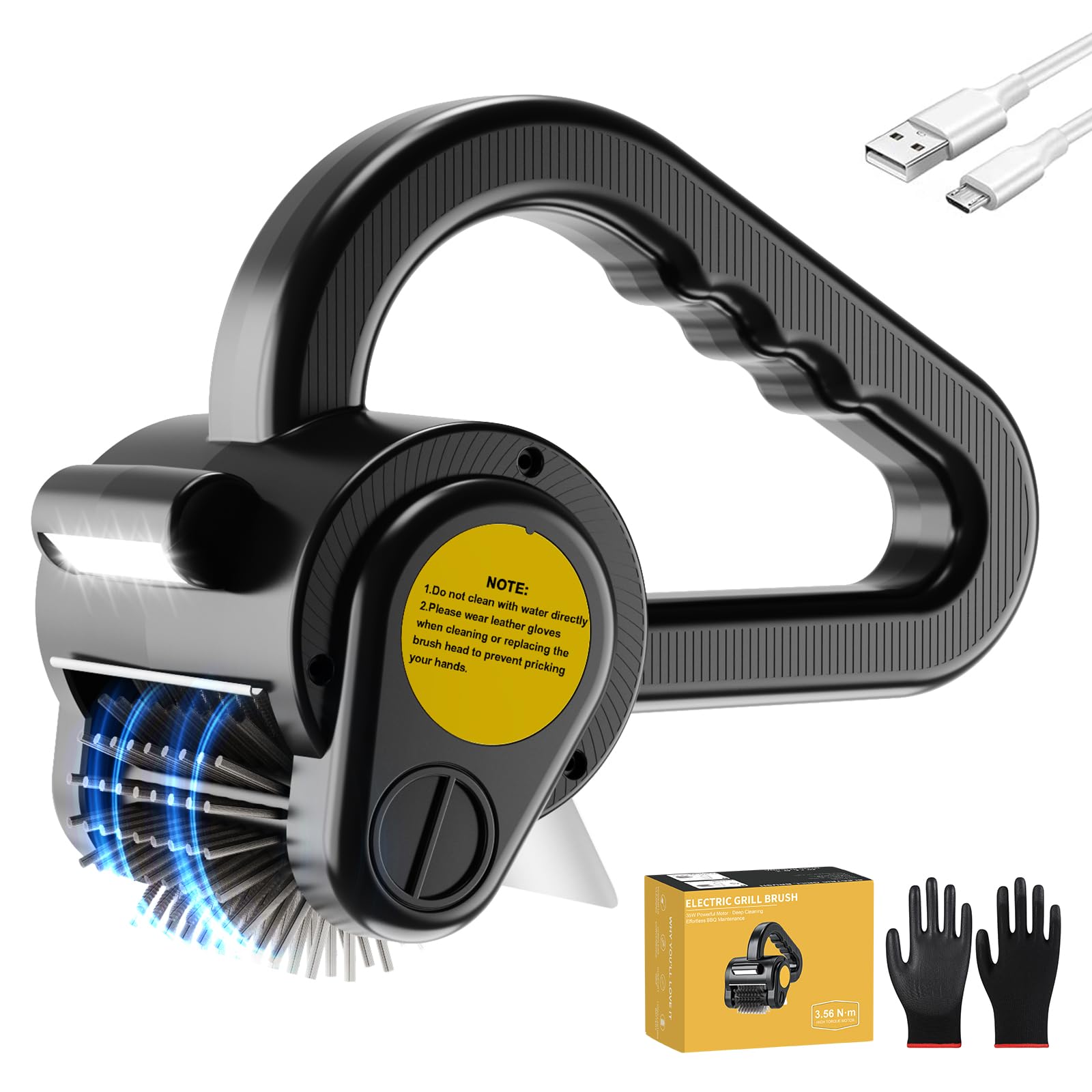Electric Grill Brush for Outdoor Grill - 4400mAh Rechargeable BBQ Grill Cleaner with LED Light/Screen,150-Min Runtime Cordless Grill Cleaning Brush for Barbecue Grates, No Bristle Shedding