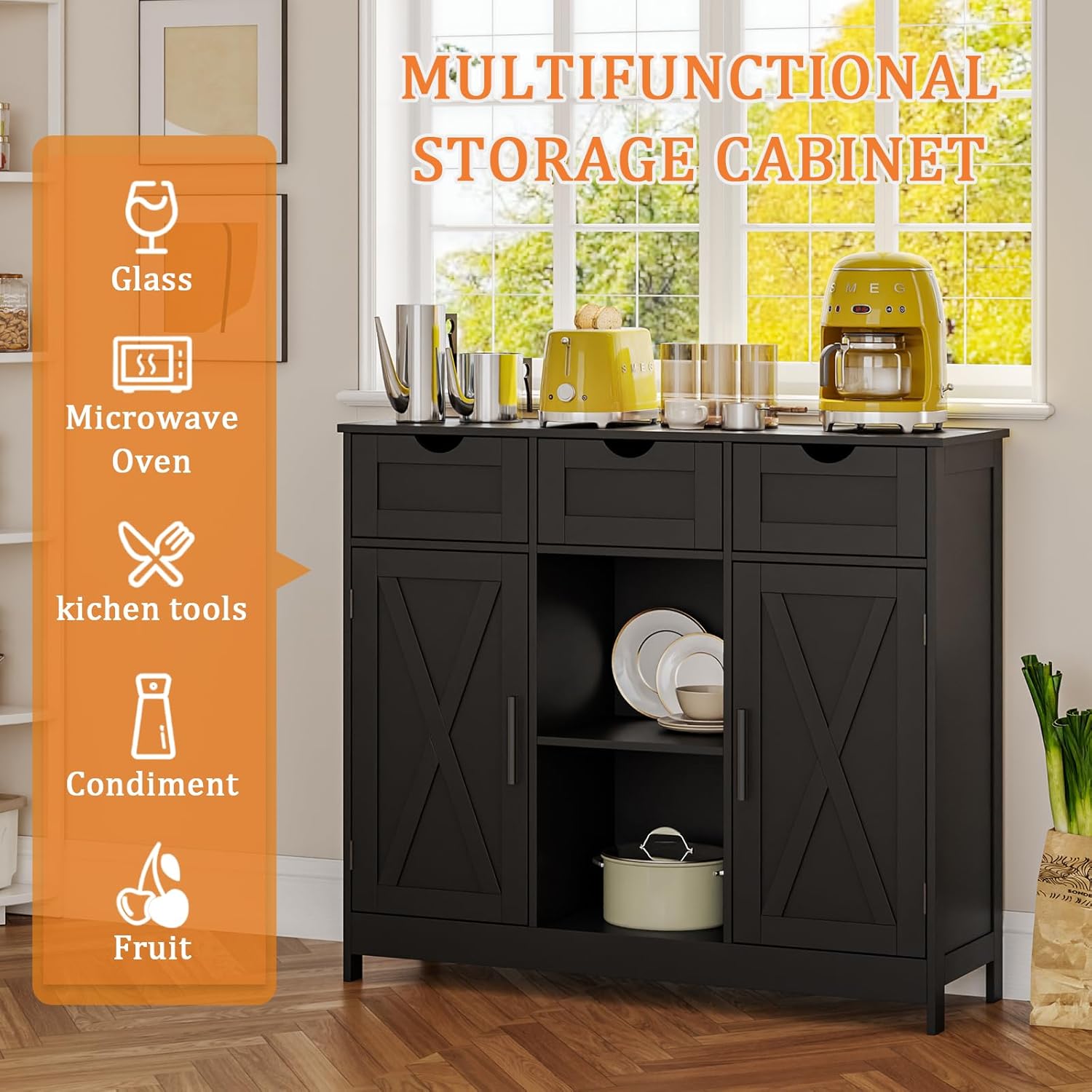 Versatile Black Storage Cabinet