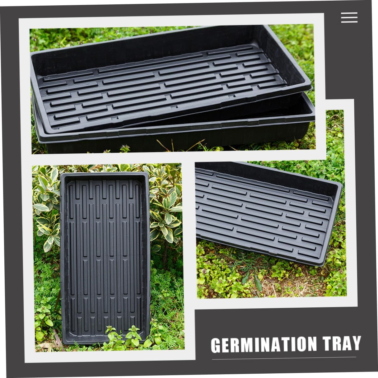 Luxshiny 3pcs Black Thick Non-Perforated Seedling Germination Trays 1.8mm Sturdy Nursery Starter Trays for Greenhouse and Indoor Plant Growing