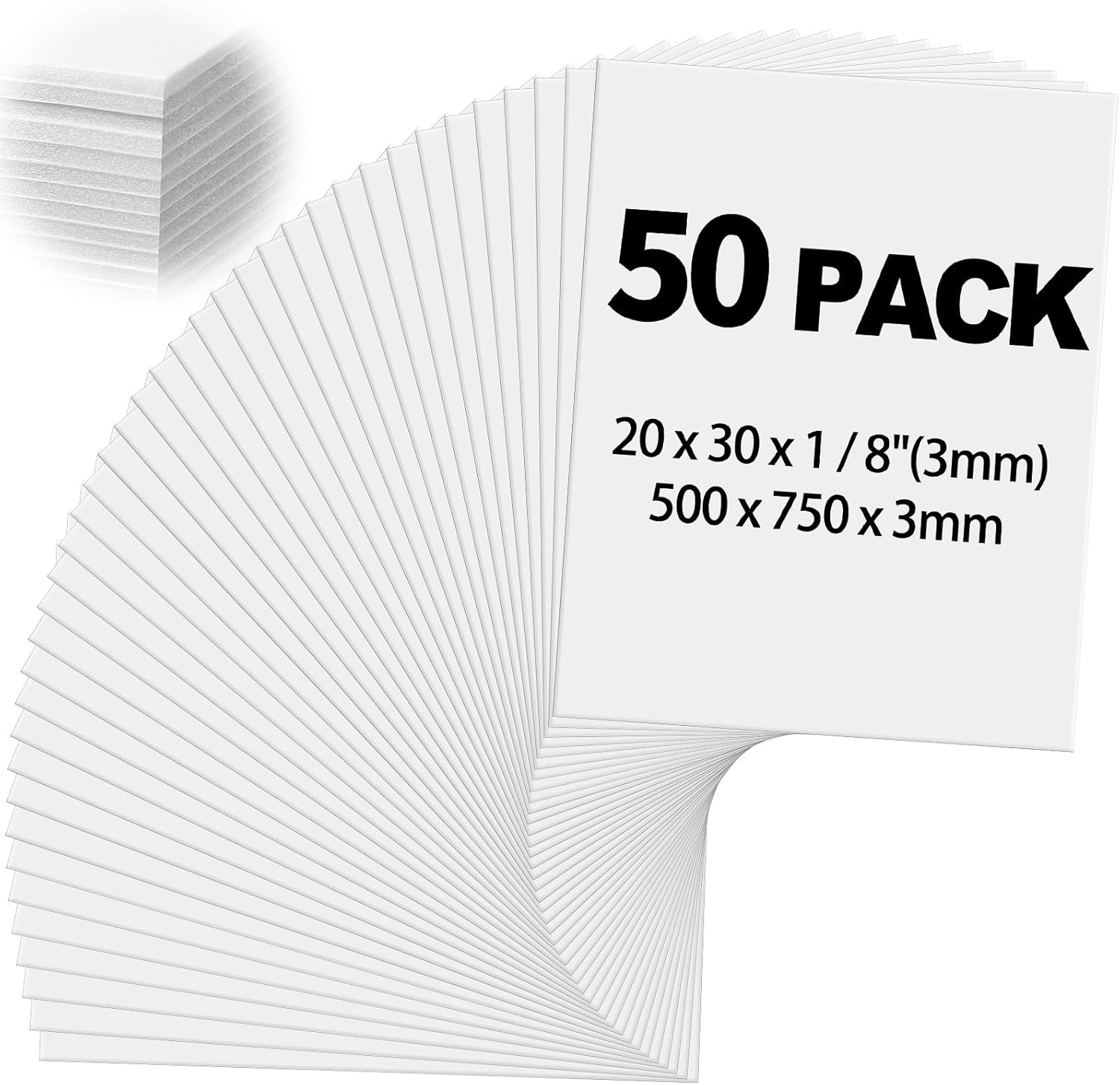 Frienda 50 Pack Foam Boards 1/8 Inch Thickness Foam Poster Boards for Presentation Board for School Crafts Office Art Projects(White,20 x 30 Inch) White 20 x 30 Inch