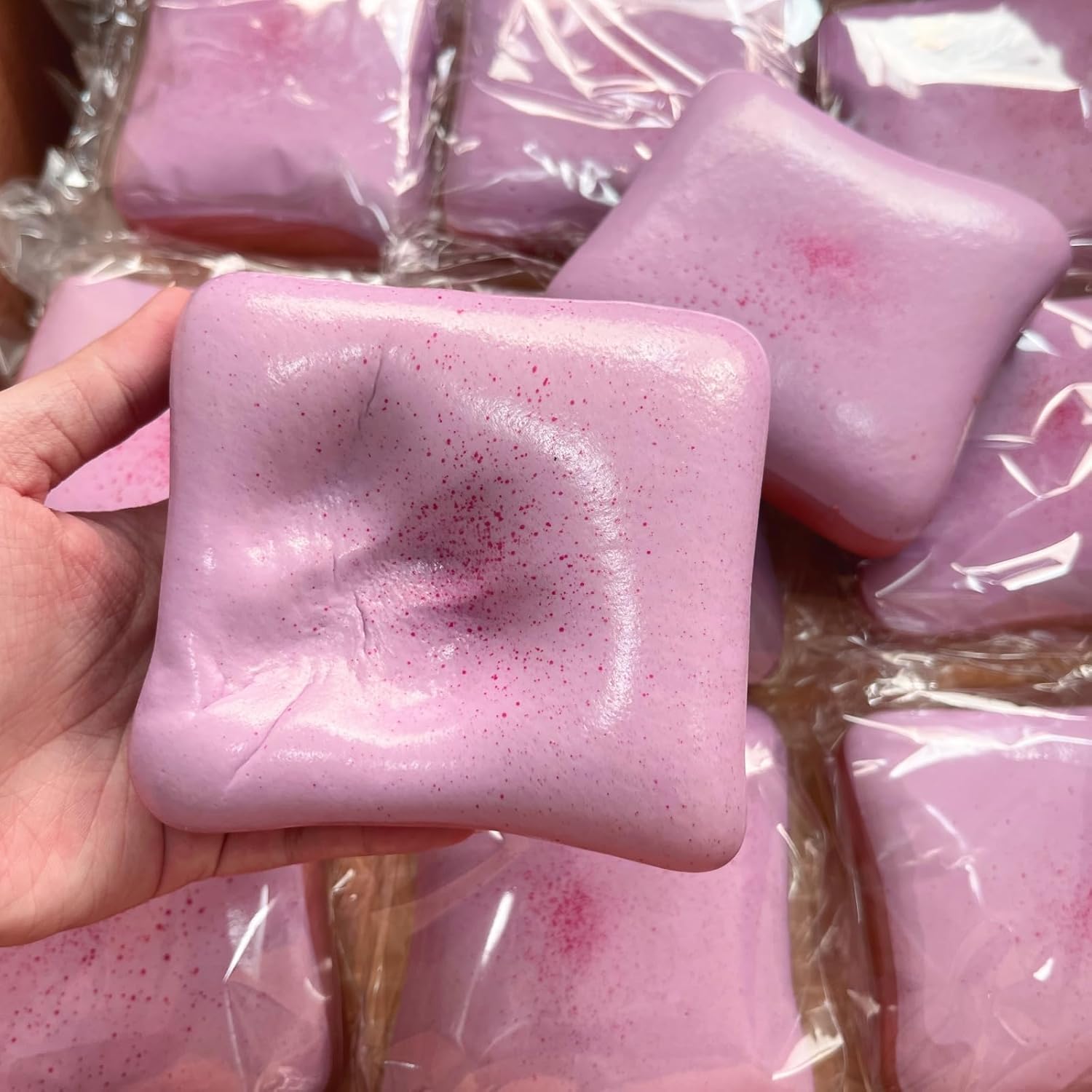 4 Inch Sticky Bread Squishy Toys, Super Soft Thick Toast Slow Rising Squishy, Realistic Toast-Shaped Squeeze Toys, Big Food Squishies for Adults Stress Relief (Purple)