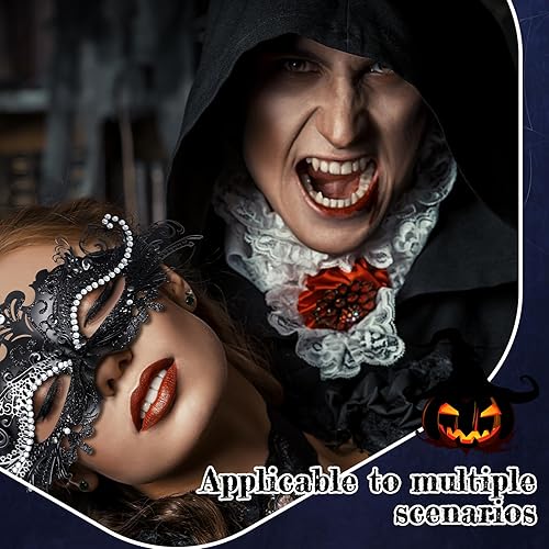 Miniatura 5 de Liliful 4 máscaras venecianas de Mardi Gras para mujer, máscara veneciana de metal brillante con diamantes de imitación para fiesta de graduación,