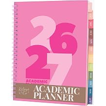 Rileys Academic Diary 2026-2027, Daily, Weekly & Monthly Planner, July 2026 - June 2027, Student Notes Pages, Twin-Wire Binding, Weekly Agenda for School & Work 20 x 15 cm, Black, Chunky