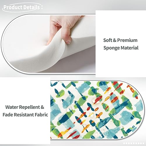 Miniatura 6 de Cojines para sillas de interiorexterior de 16 x 17 pulgadas, cojines para sillas de patio con lazos, cojines de asiento para todo tipo de clima,