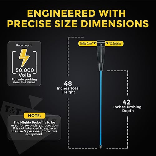 Miniatura 4 de T&T Tools Mighty Probe - Sonda de suelo de metal aislada, 48 pulgadas de largo, con varilla redonda de metal de 38 pulgadas, paquete de seis