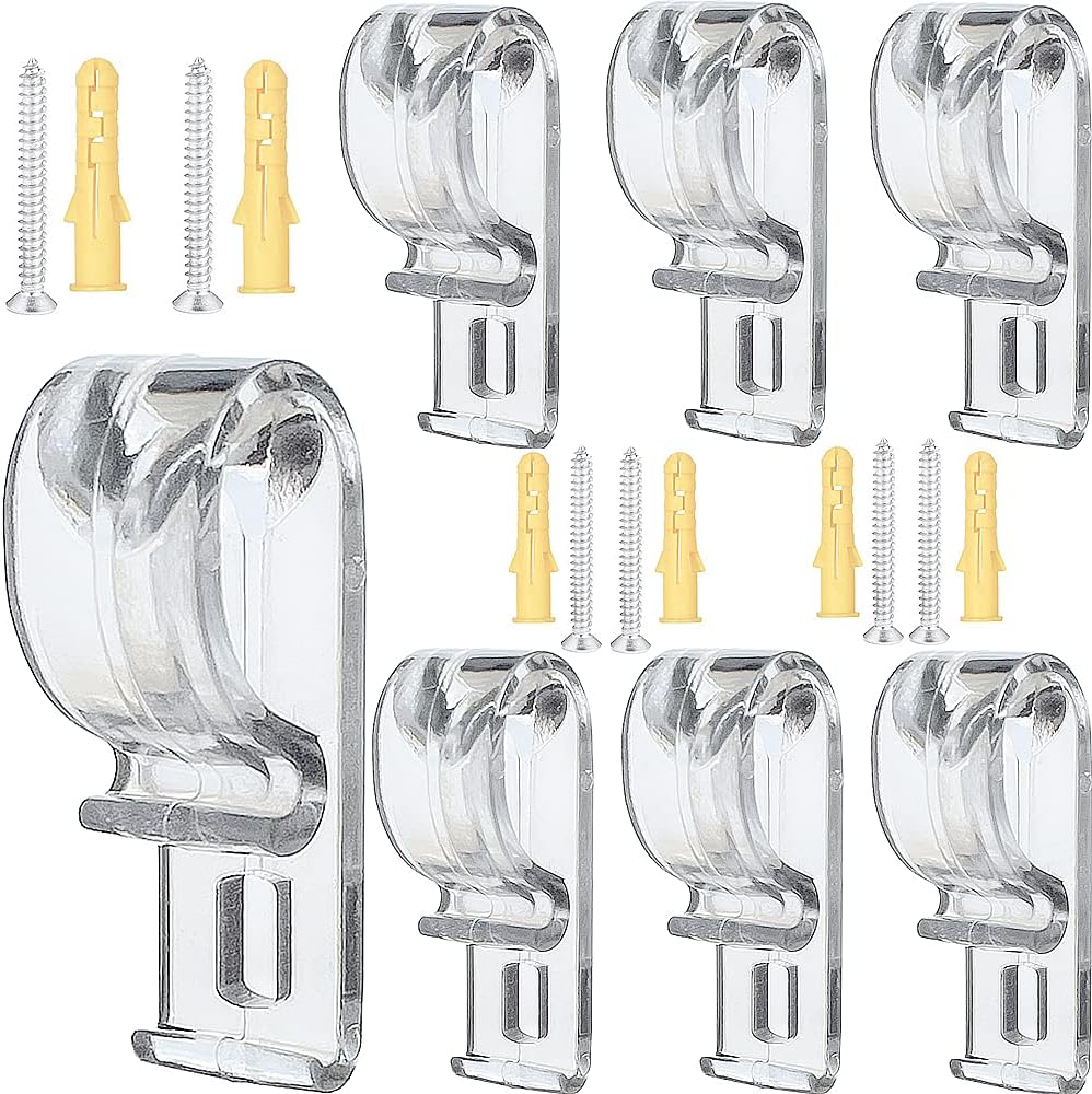 8pcs Roller Shade Clear Saftey Chain Retainer and Cord Guide Fixation Hook P Clip for Roller Blinds Cord Loop and Bead Chain Tension Device