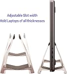 Support d'ordinateur portable vertical, support MacBook gain de place avec réglage de largeur sans outil, aluminium anodisé élégant pour bureau, compatible avec ordinateurs portables de 10 à 17 po