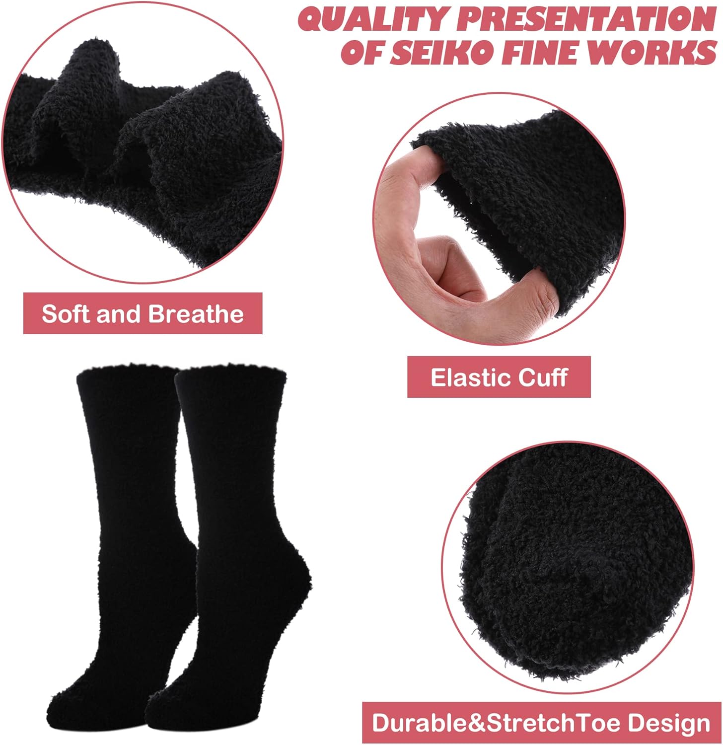 LINEMIN Womens Fuzzy Socks Cozy Fluffy Winter Warm Slipper Socks Microfiber Soft Home Sleeping Socks - Image 6