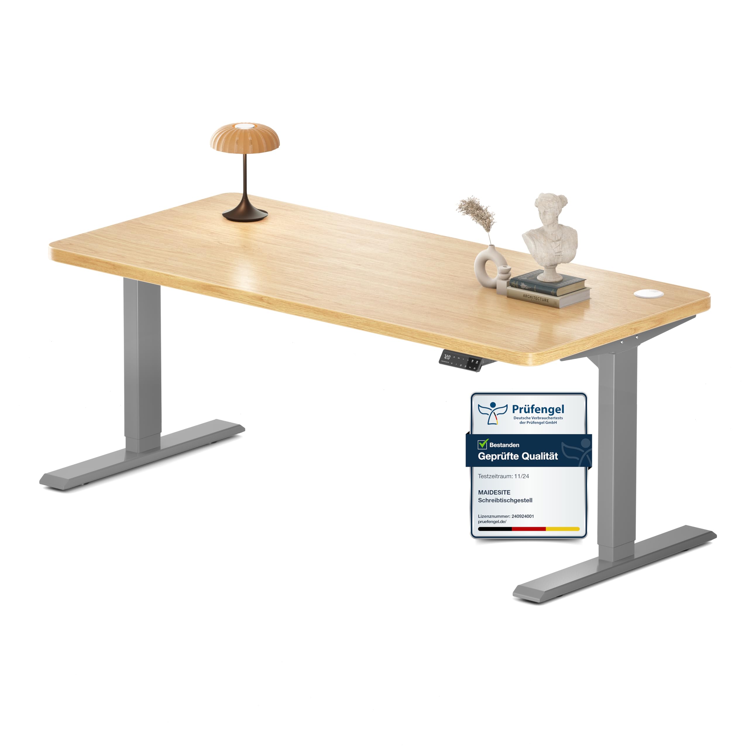 MAIDeSITe Höhenverstellbarer Schreibtisch (160x80cm), Höhenverstellbar Stehtisch Elektrisch, Energieeffizient‌ Flüsterleiser Dualmotor Traglast 160kg Mit Kollisionsschutz Funktion - S2 Pro