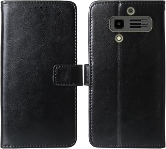 Premium Flip Leather Case Phone Cover for JCB Tradesman 3 4G 2.8" Business Folio Protector Protection Wallet Stand Card Slots Black