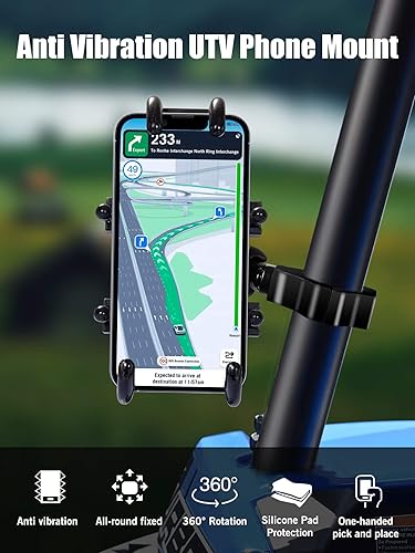 Miniatura 8 de Soporte de teléfono antivibración para UTVSXS Off-Road, operación con una sola mano, soporte de aluminio resistente para teléfono celular, fácil de