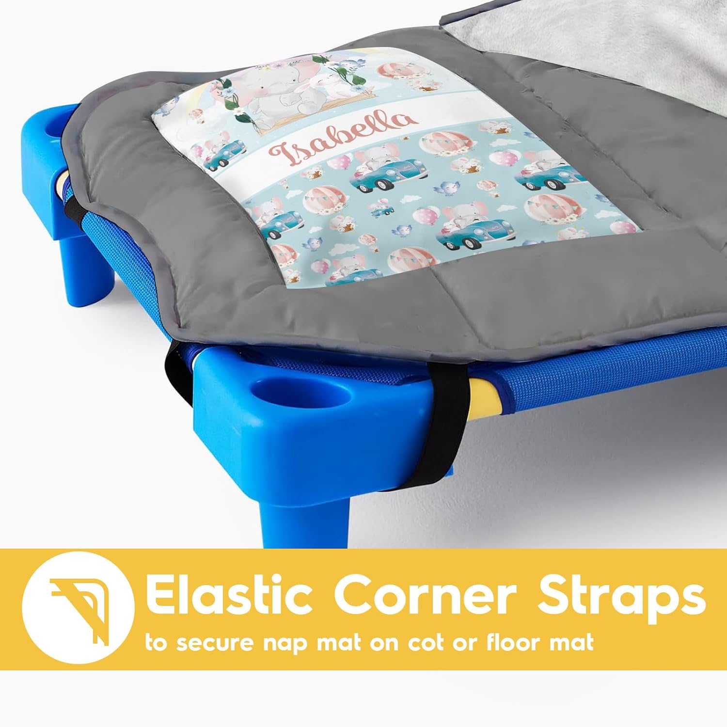 Custom Toddler Nap Mat for Preschool, Personalized Name Slumber Bags with Animals for Kids Daycare, Roll Up Sleeping Mats with Flannel Blanket & Removable Pillow for Boys Girls