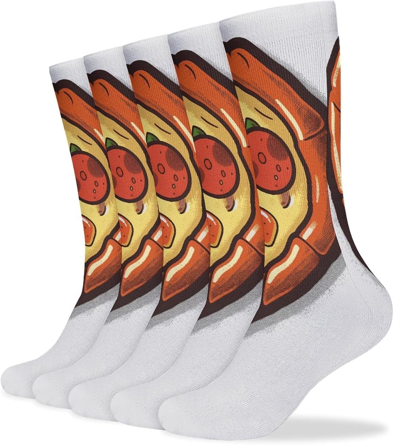 I Love Pizza Heart Crew Socks Cozy Casual Calf Socks Lightweight Long Work Sock Breathable Athletic Sock for Hiking Sports Running 5 Pairs