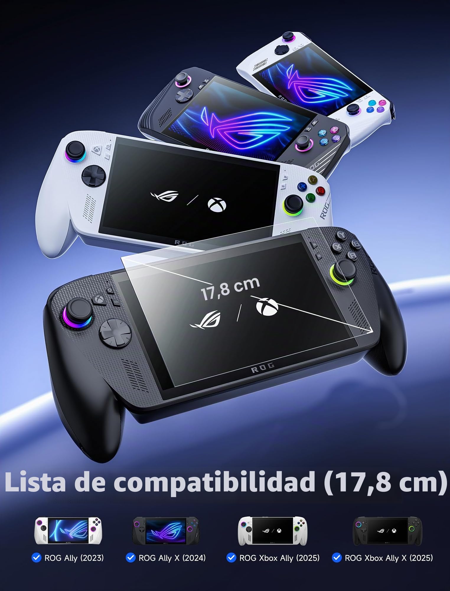 JSAUX Protector de Pantalla para ROG Xbox Ally/ROG Xbox Ally X 2025/ROG Ally, Cristal Templado Ultra HD con Marco Guía, Protector de Pantalla de 7 Pulgadas para ROG Ally X 2024 (2 Piezas)