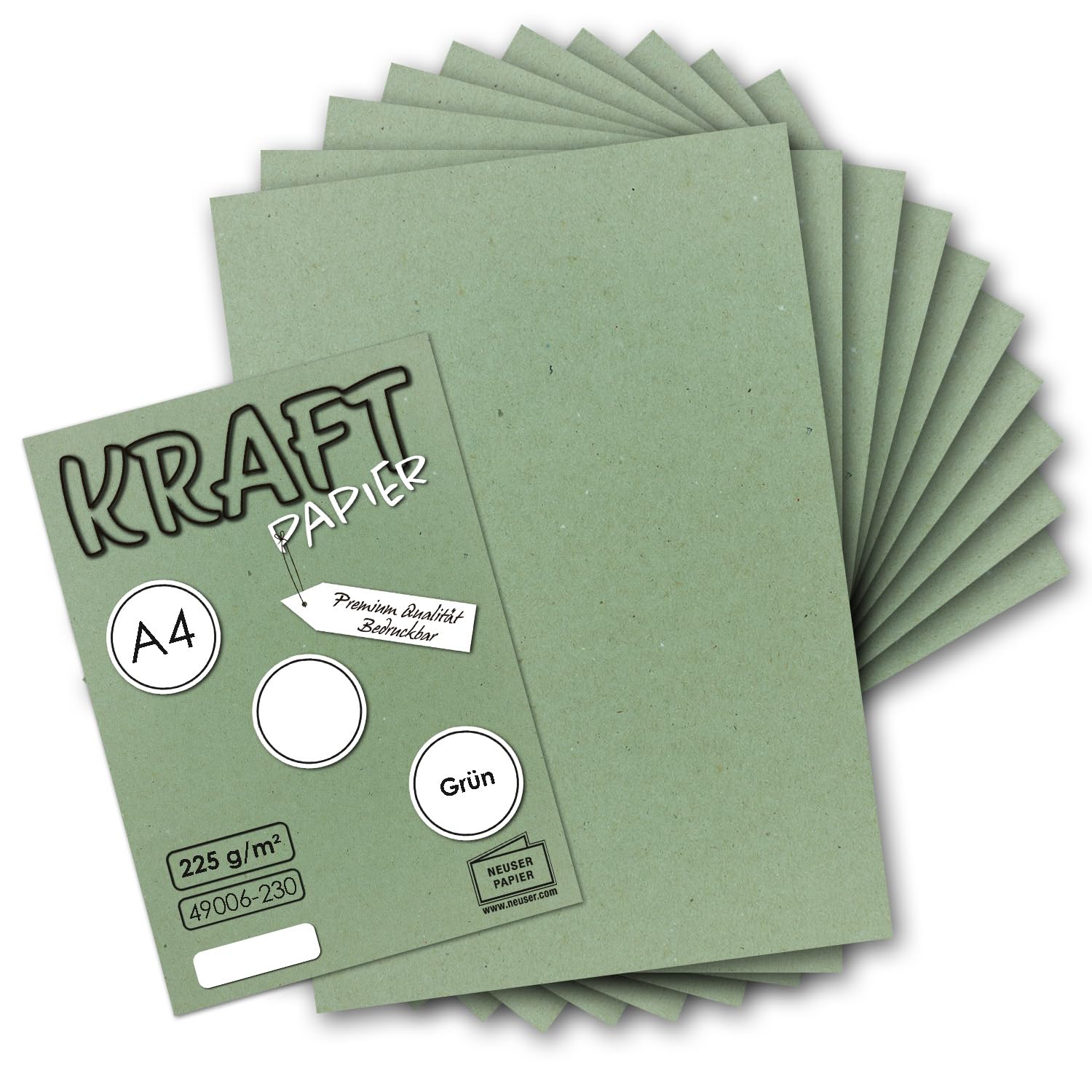 Neuser Papier Green 25X Vintage Kraft Paper In - Din A4 21 X 29.7 Cm - 210 X 297 Mm - 240 G/M² Natural Recycled Paper, Ecological Craft Cardboard Single Card - Umwelt By Gustav Neuser
