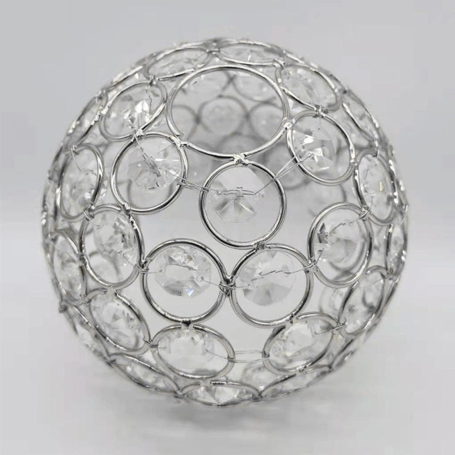 Fenteer Shiny Ceiling Replacement Cover Fitting Crystal Lampshade Desk Light Bedside Lamp Floor Pendant Light, Silver