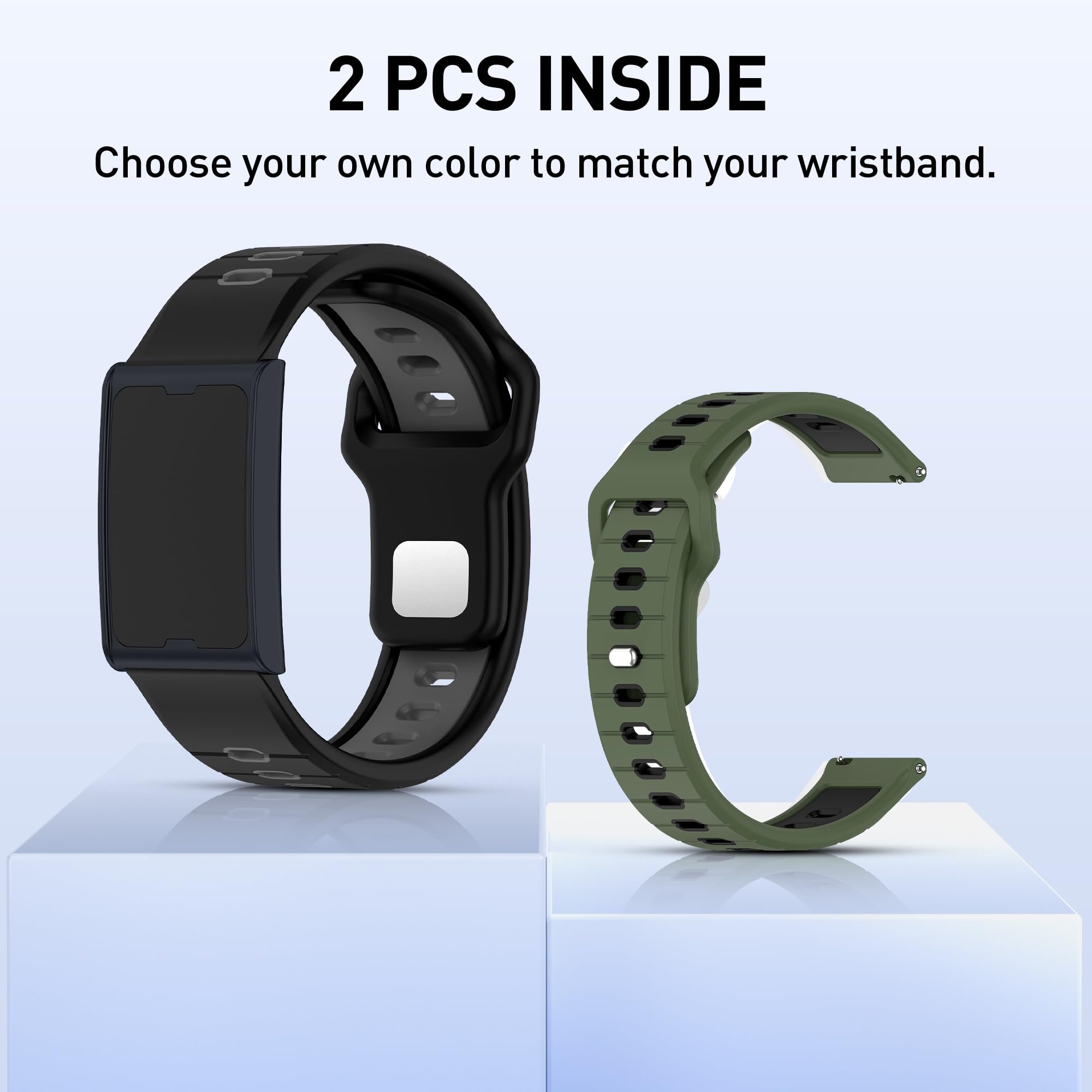 Diruite 2 Piece Bicolor Watch Straps for Amazfit Helio Silicone Watch Bands,Waterproof Ventilated Silicone Sport Watchbands Quick Release Replacement Bands for Men and Women — view 7