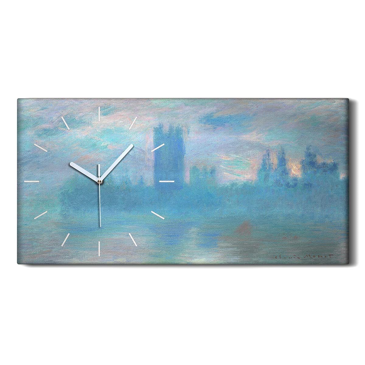 Horloge silencieuse sans tic tac 60x30cm sur toile avec mains blanches