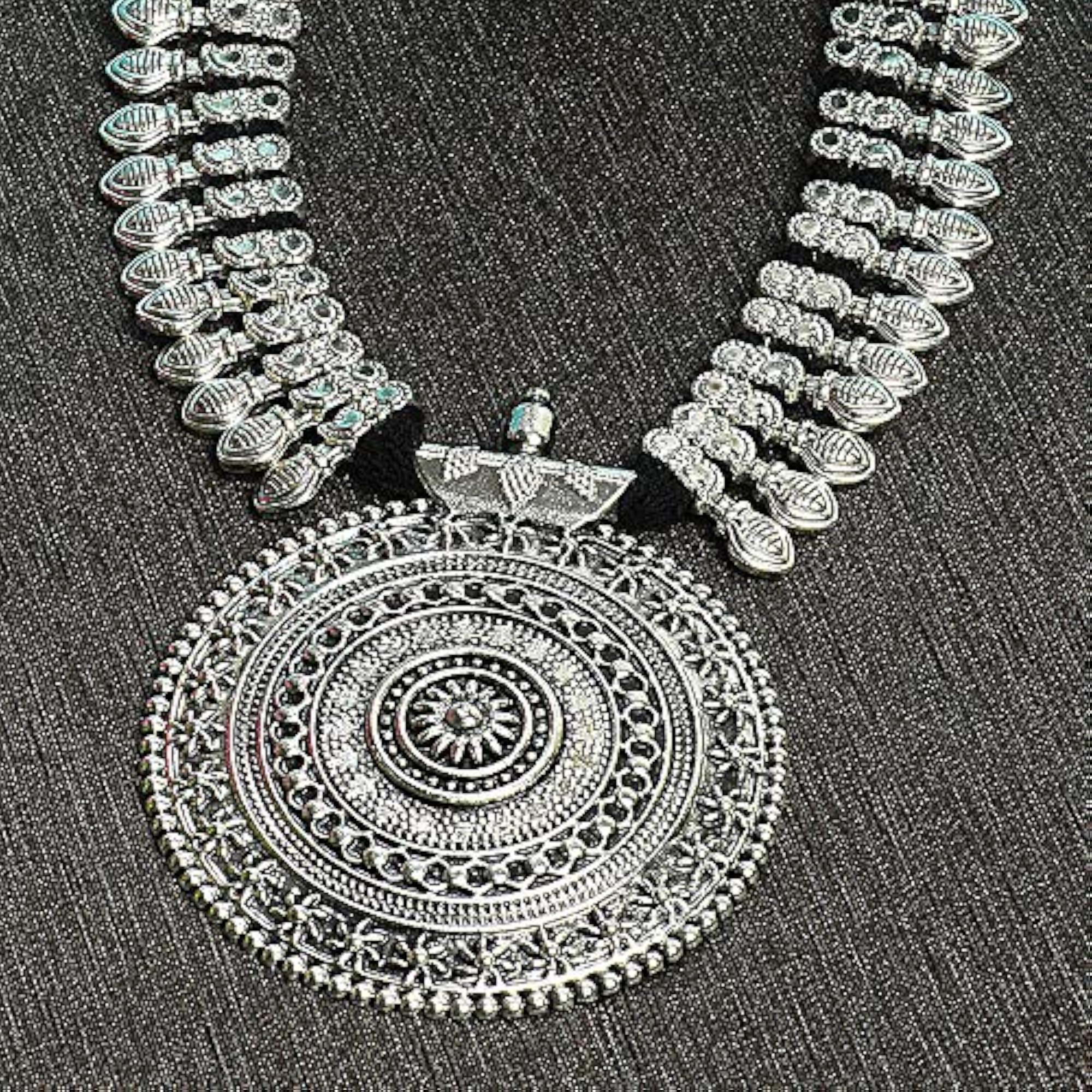Oxidised Silver Antique Necklace Set (rrsd12011s)