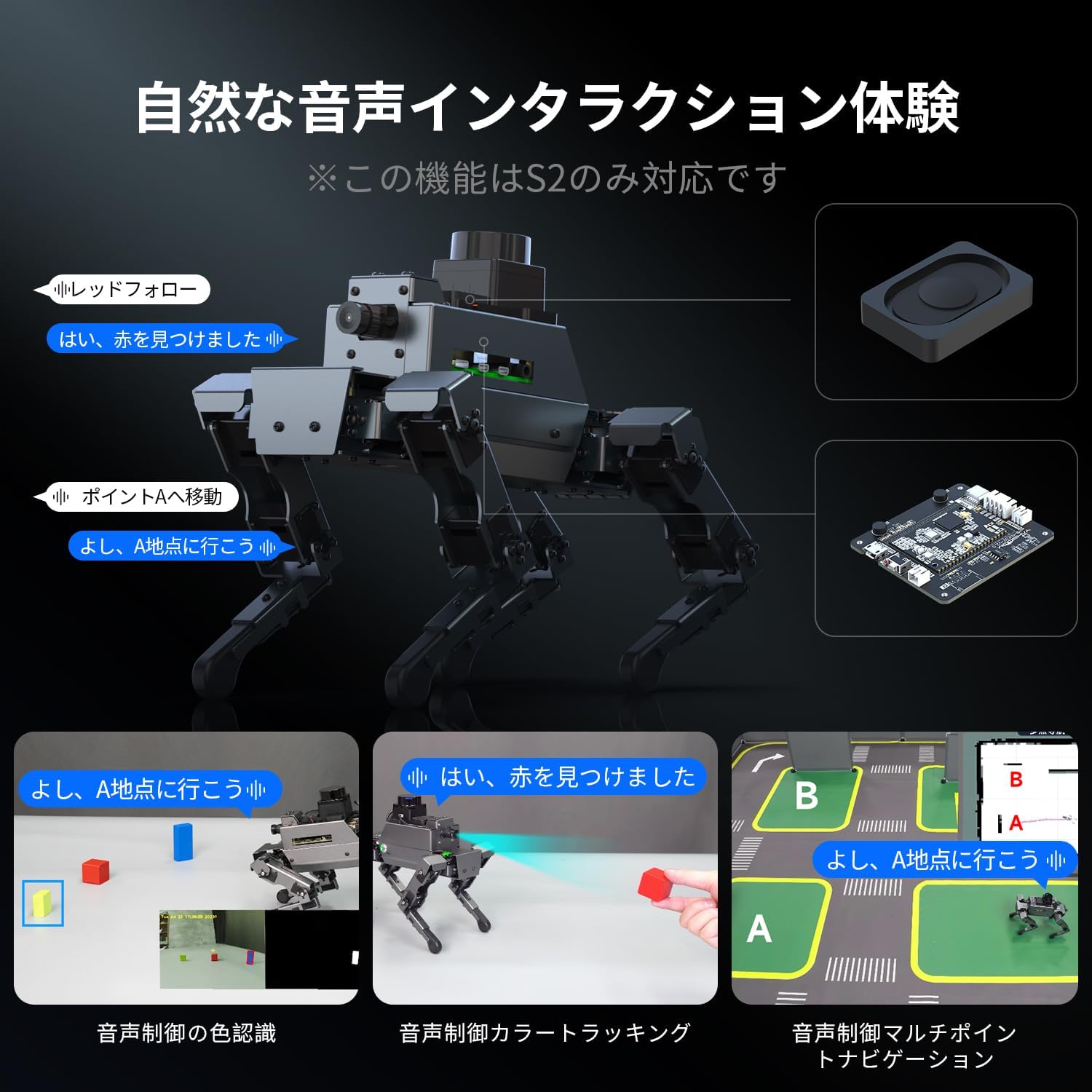 Yahboom Raspberry Pi 5模生四足ロボット犬12-DOF AI視覚マップ