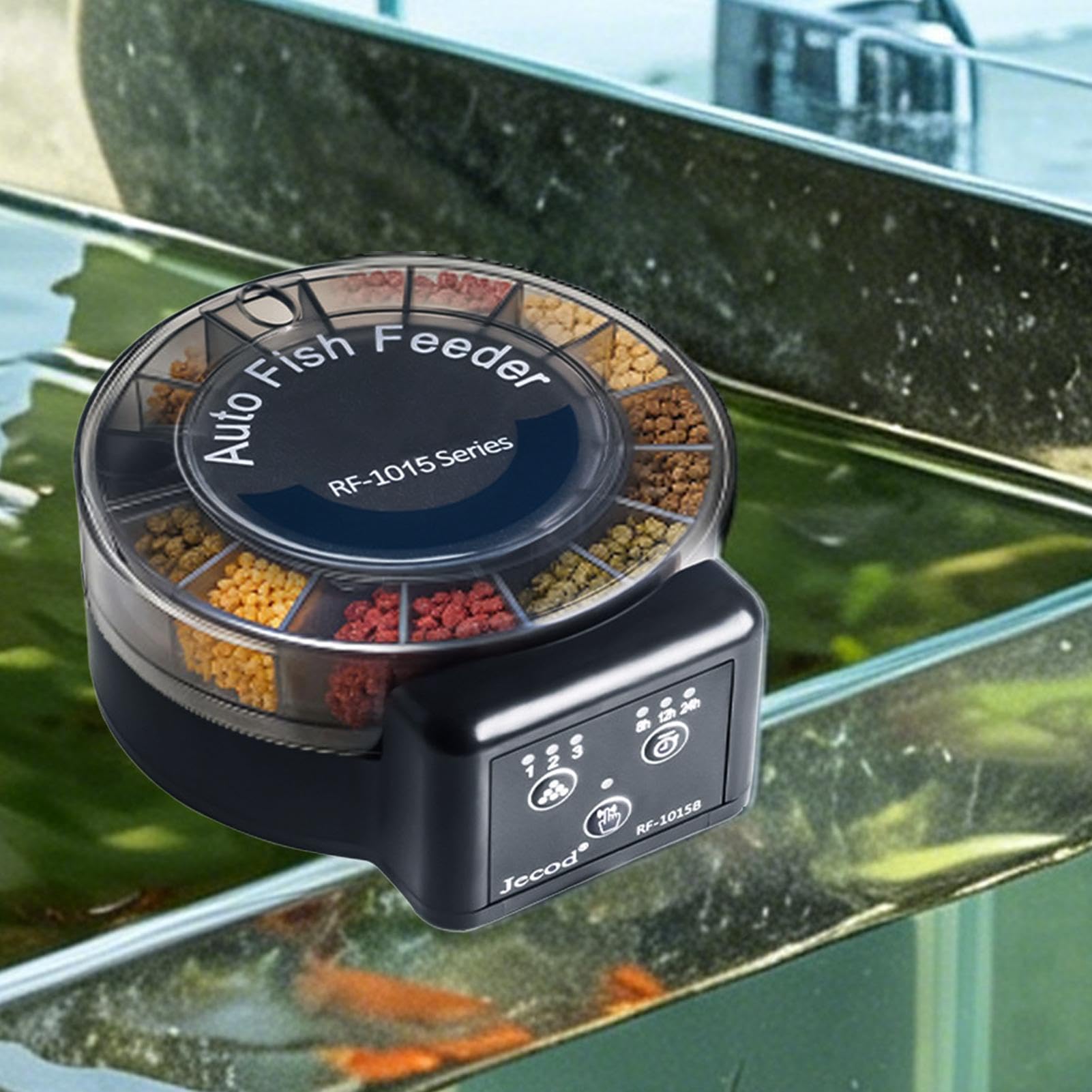 Mangiatoia automatica per acquario con scomparti separati e ermetica | Mangiatoia elettronica per pesci, da 105 ml, per le vacanze, le tartarughe, il laghetto da giardino e gli animali domestici