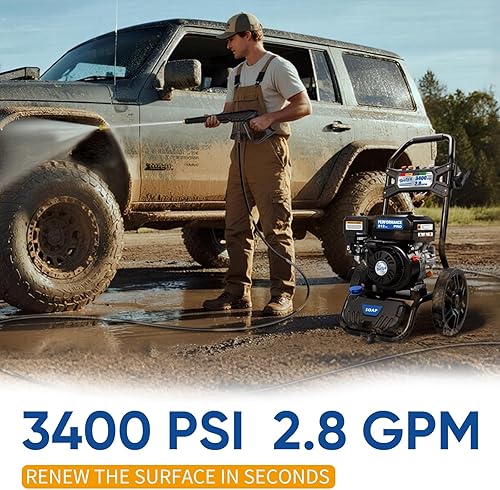 Miniatura 2 de TOOLCY Lavadora a presión de gas 3400 PSI 2.8 GPM, lavadora de gas con motor de 212 cc con bomba mejorada, manguera de lavado a presión de 30 pies,