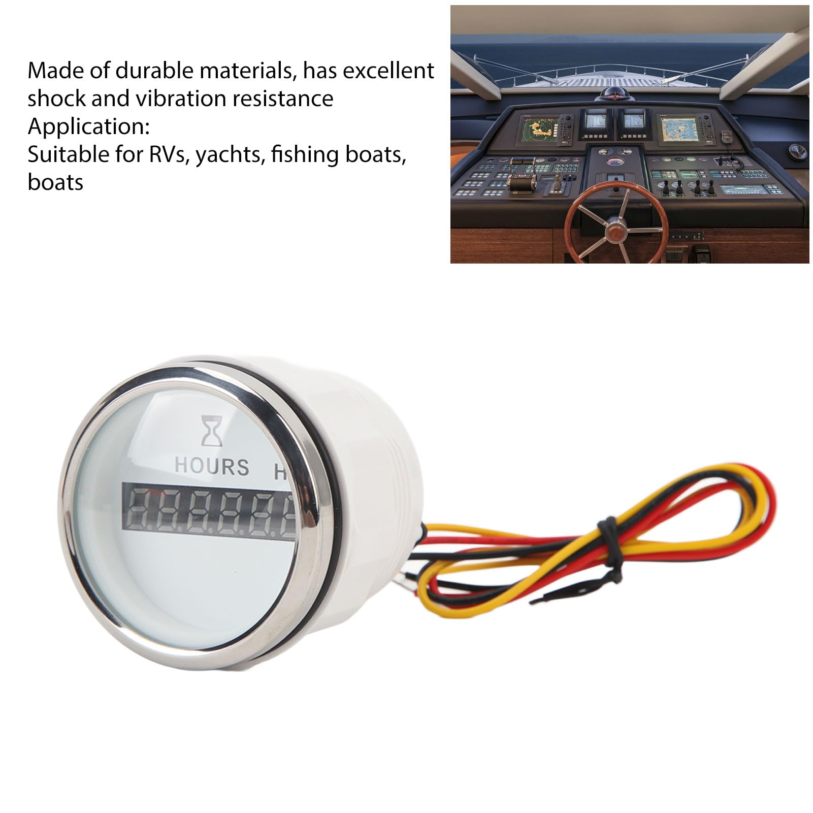 Compteur Horaire Numérique, Hourmètre Digital 52 mm Étanche – Affichage LCD 9-32V pour Moteur Bateau, Camping-Car, Diesel (Installation Facile, Usage Professionnel)