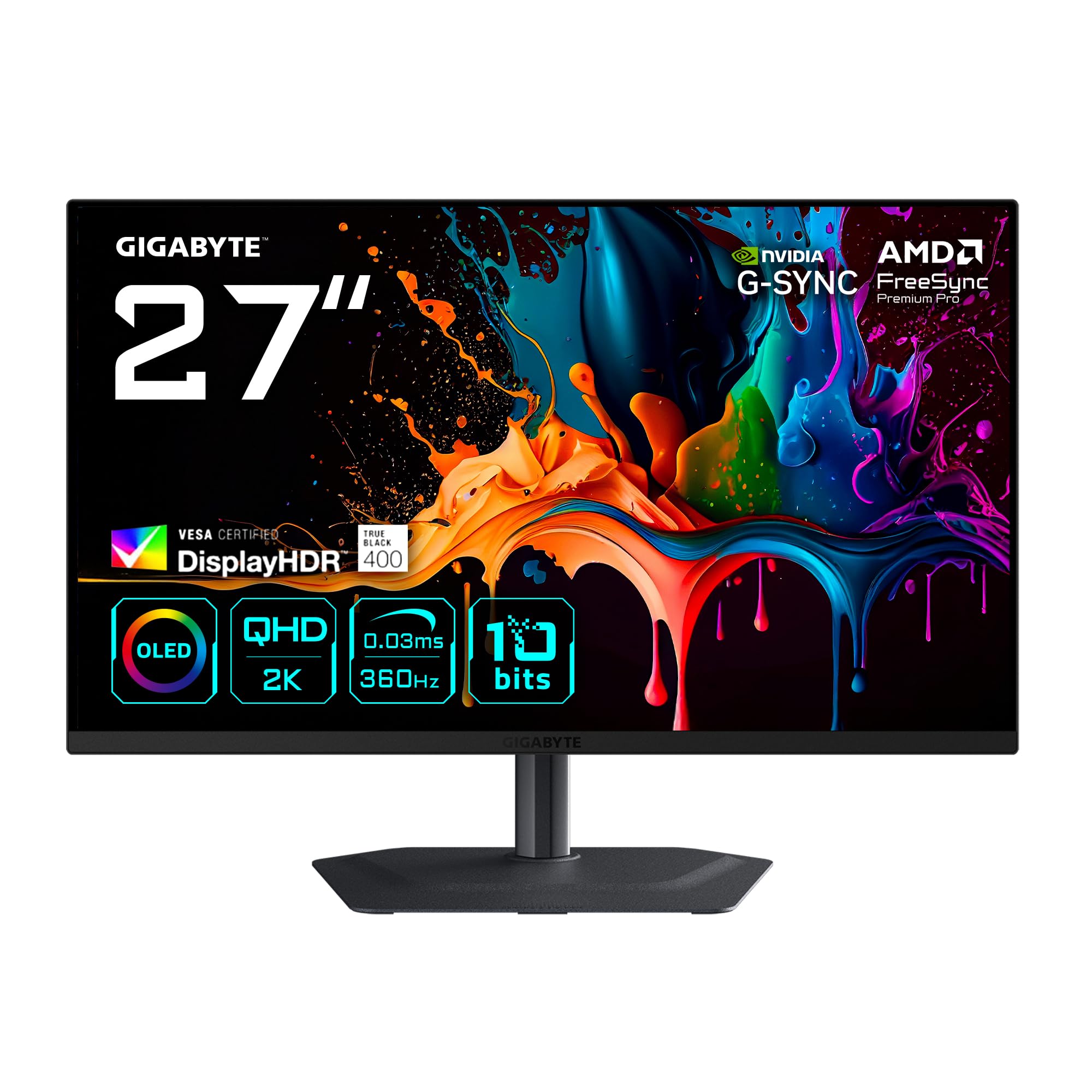 Laptops Direct - Gigabyte Mo27q3-Ek 27 Oled Qhd 360Hz 0.03Ms Gaming Monitor Black - MO27Q3-EK