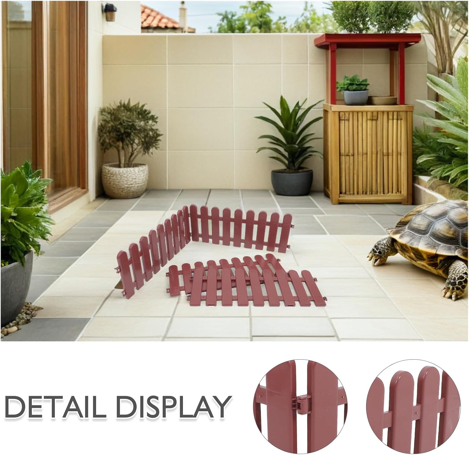 4pcs Outdoor Tortoise Enclosure: Tortoise Playpen Fence Pet Safety Gates - Fencing for Reptiles Rabbits and Small Animals Easy Setup