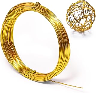 Aluminum Craft Wire, 33 Feet Bendable for Jewelry Making, Sculpting, Floral, Wreath, Crafting, Wire Wrapping, Beading Wire, Christmas Ornaments (Gold, 14 Gauge)