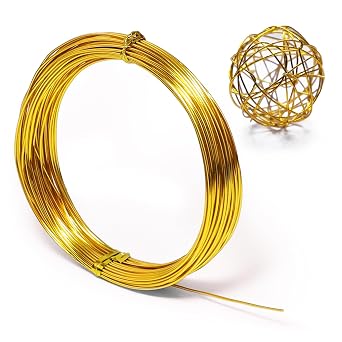 Aluminum Craft Wire, 33 Feet Bendable for Jewelry Making, Sculpting, Floral, Wreath, Crafting, Wire Wrapping, Beading Wire, Christmas Ornaments Gold, 14 Gauge