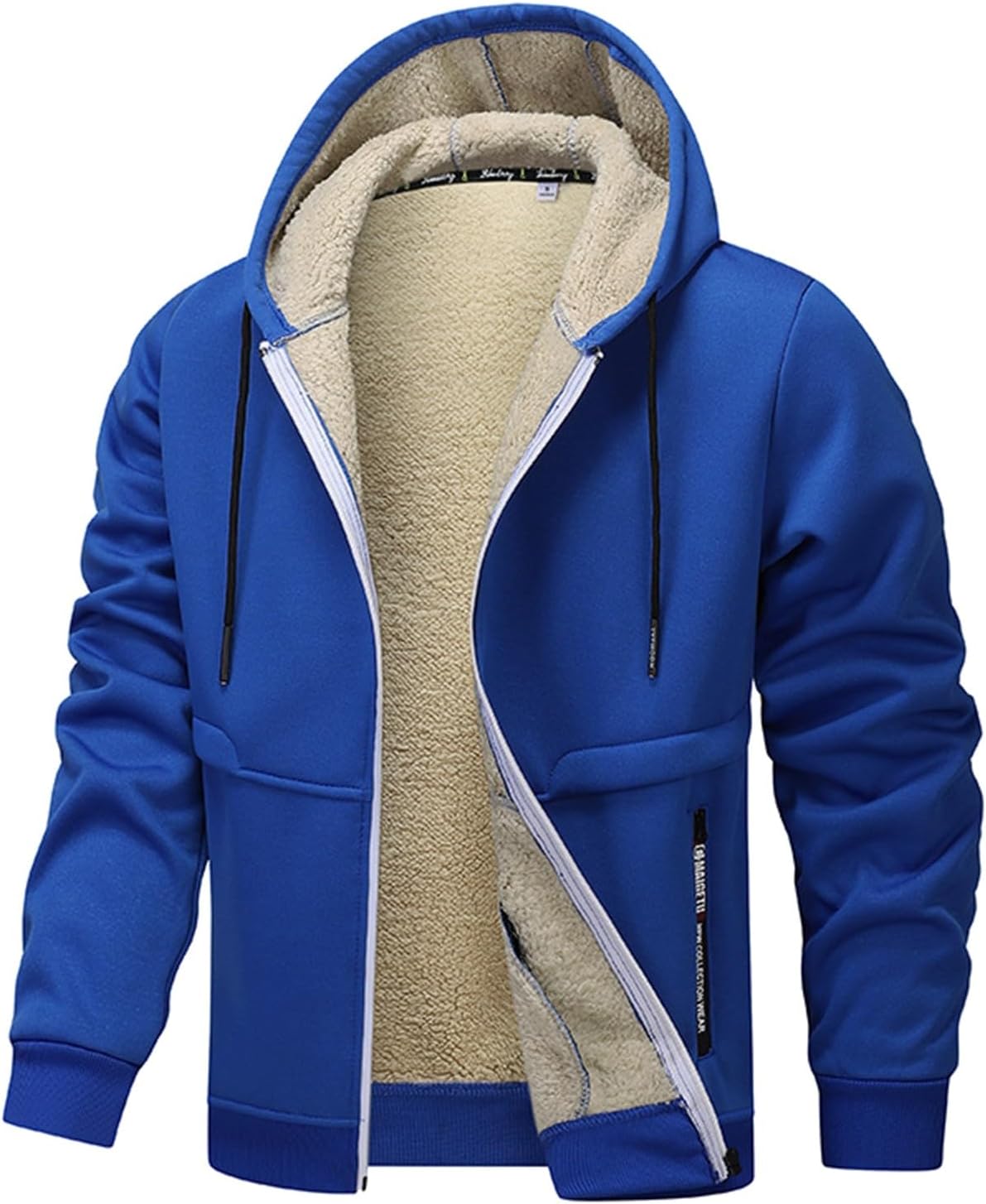 ZYXTIM Sherpa Lined Hoodie Jackets for Men Full Zipper Warm Winter Jackets Plus Size Thermal Outdoor Workout Running Coats