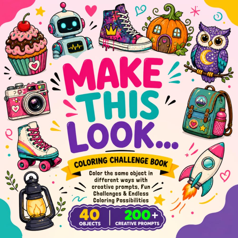 Make This Look Coloring Book: Bold and Easy Designs with Creative Prompts to Transform Everyday Objects into Unique Colorful Creations
