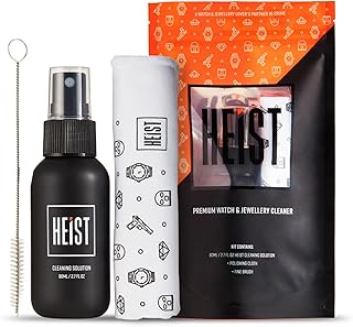 Heist Luxury Watch Cleaning Kit – 80ml Cleaning Solution + Premium Microfibre Cloth & Detail Brush – Safe for Stainless St...