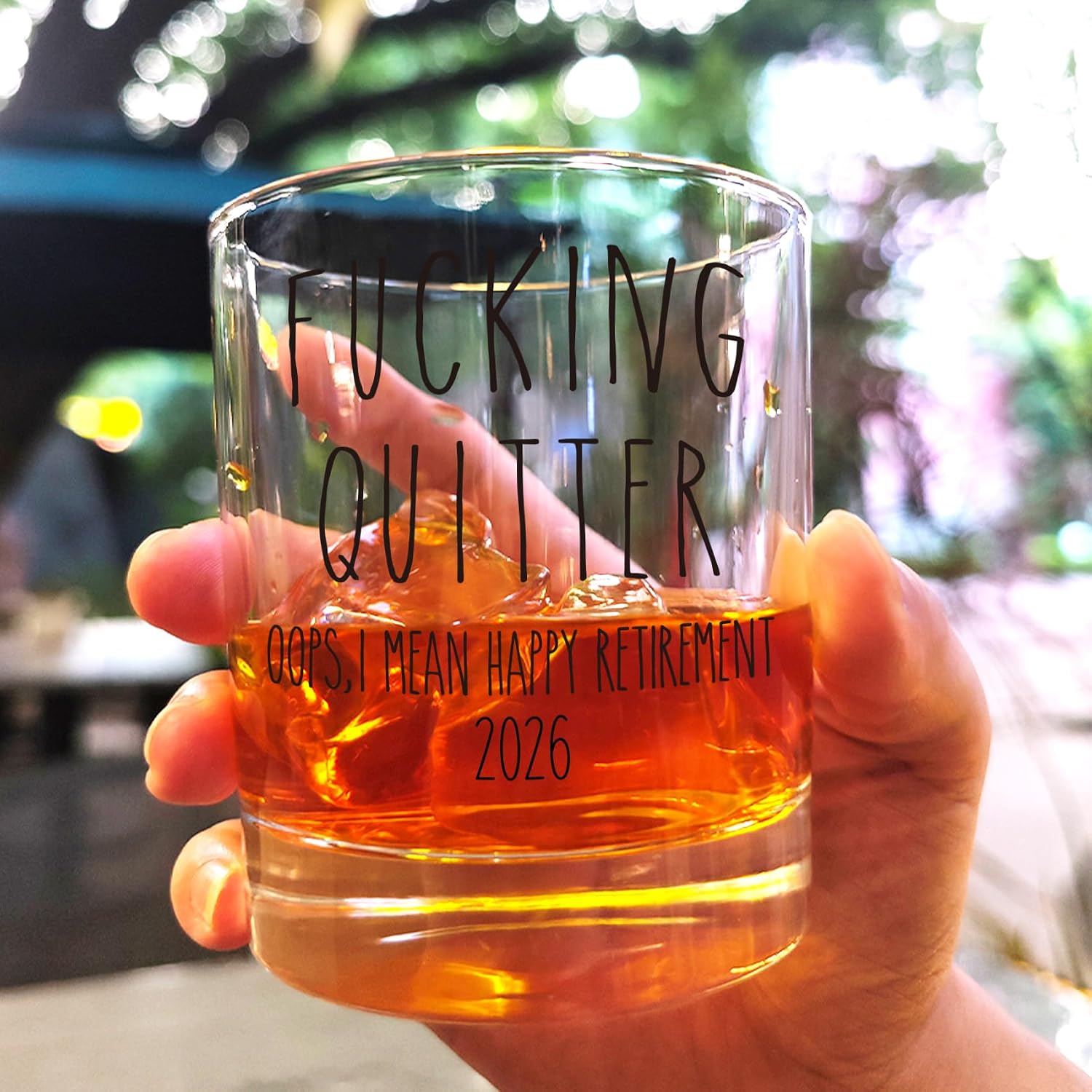 F cking Quitter Oops I Mean Happy Retirement! Whiskey Glass Gifts, Sarcastic Office Gift for Coworkers, Boss, Husband, Dad, Retiree, Unique Retirement Party Present with Humorous Message 2026-124