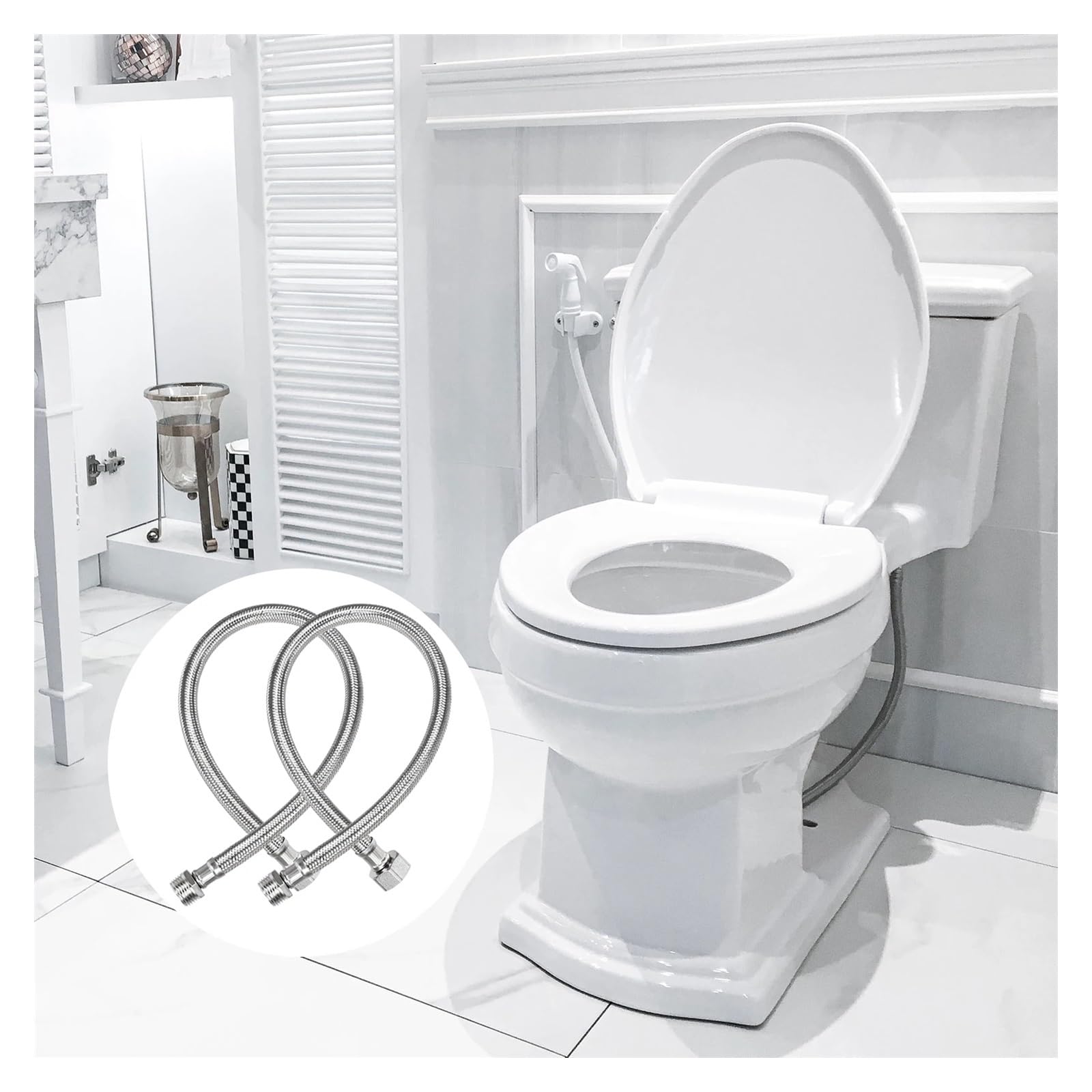 Manguera de ducha trenzada de acero inoxidable de 30 a 60 cm, manguera universal G1/2 de acero inoxidable 304, paquete de 2 unidades, flexible y a prueba de fugas