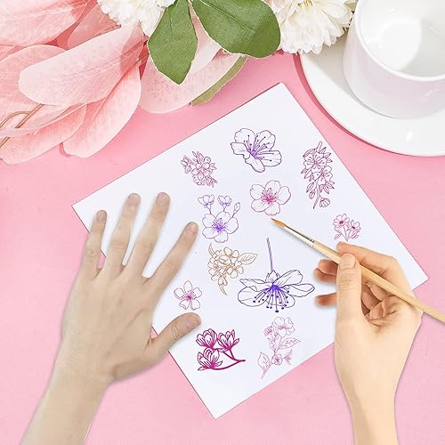 Miniatura 4 de CRASPIRE Sello de goma transparente con diseño de flores de cerezo y plantas retro, sello de silicona transparente Sakura para hacer diarios,