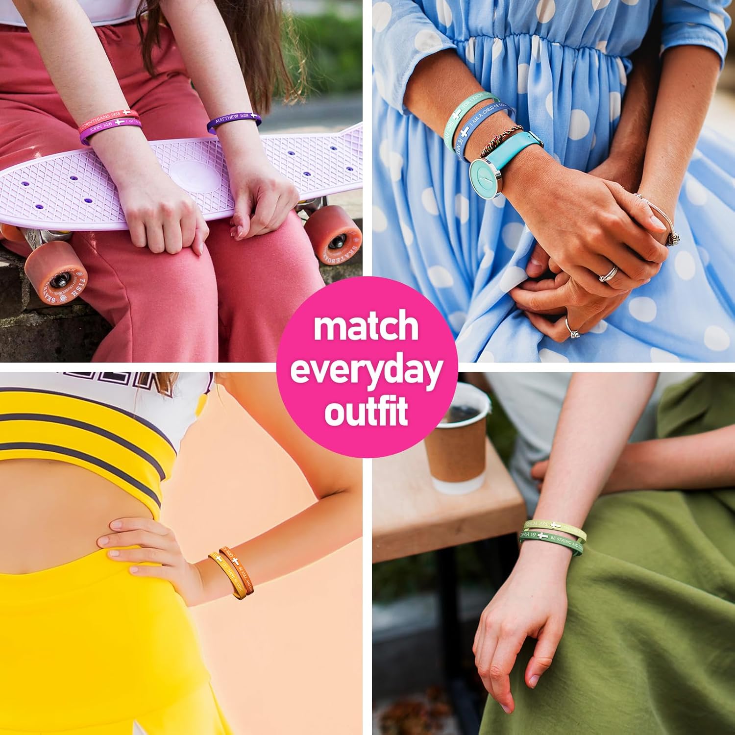 120pcs Christian Rubber Bracelets Bulk Bible Verse Cross Scripture Silicone Wristbands Christian Gifts for Sunday School Prizes Bible Silicone Bracelets - 7.5" 12 Designs （Rainbow Colors） - Image 5