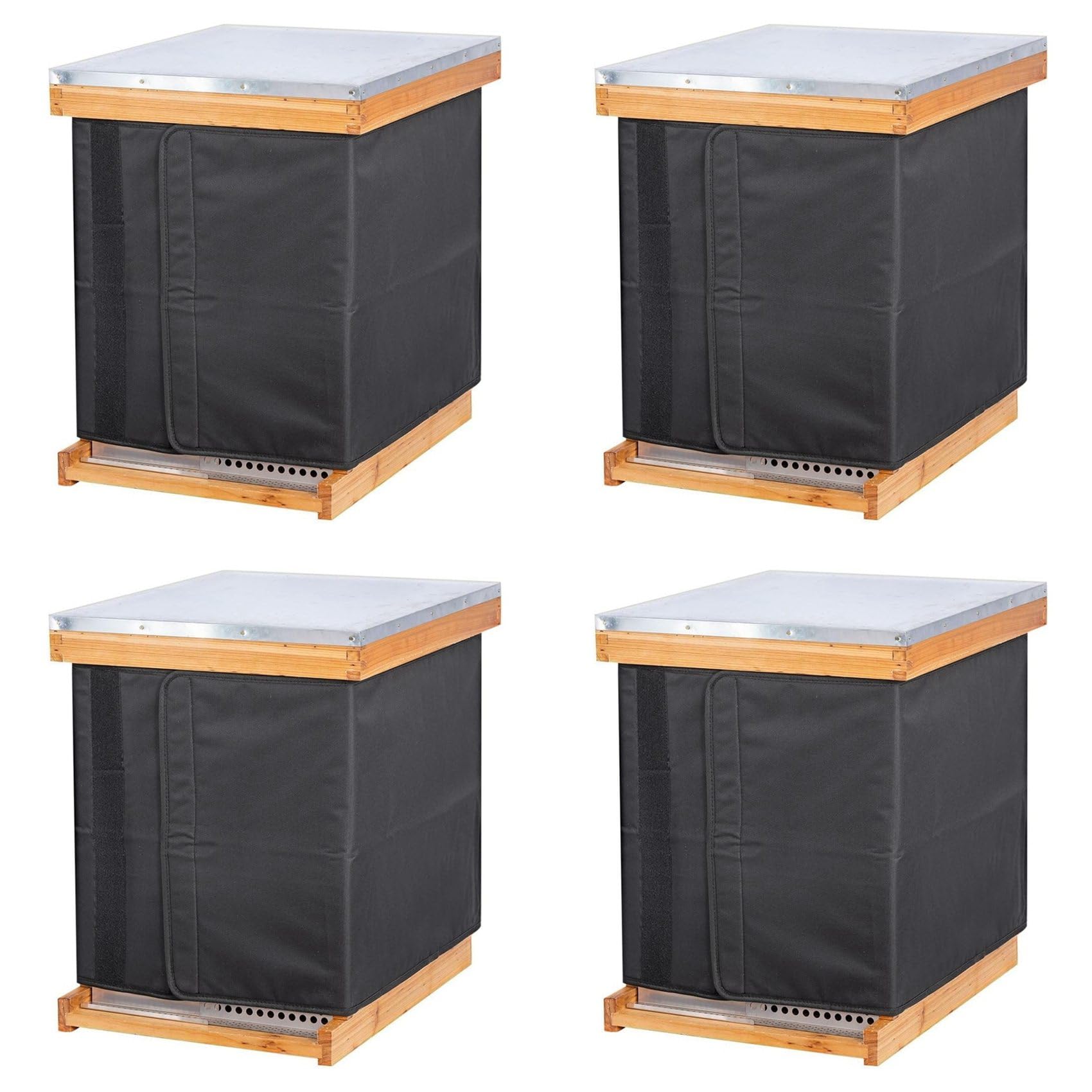 Jnchdghwa Black 4X Winter Bee Hive Wrap For 8 And 10 Frame Beehives, Oxford Cloth Adjustable Beehive Wrap, Waterproof, Windproof