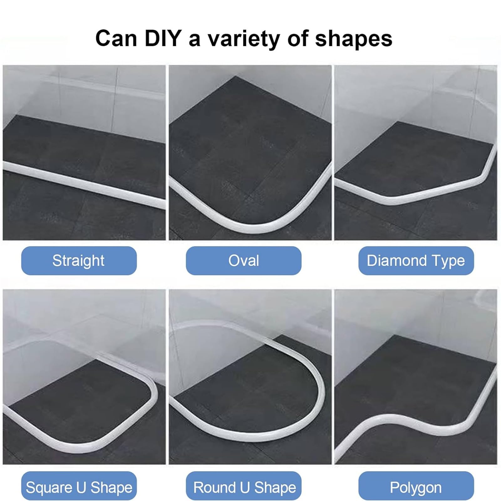 Barriera per pavimento in silicone per ambienti umidi, striscia autoadesiva per blocco acqua del bagno, diga per soglia doccia, per vasca da bagno Striscia di ritenzione acqua da appoggio ( Color : Bl
