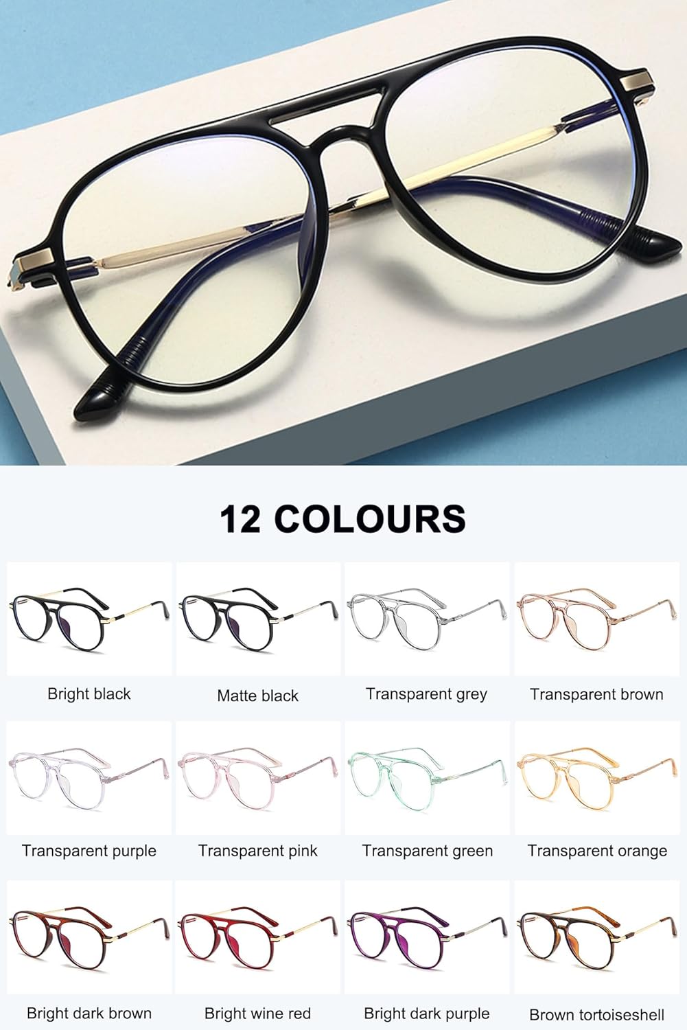 Aviator Reading Glasses for Women Men Blue Light Blocking Oval Retro Fashion Double Bridge Computer Reader - Image 7